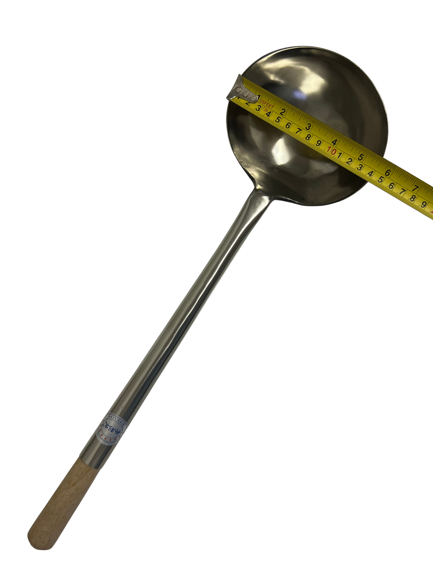 PO WAH Chinese Wok Ladle with Wooden Handle, Stainless Steel