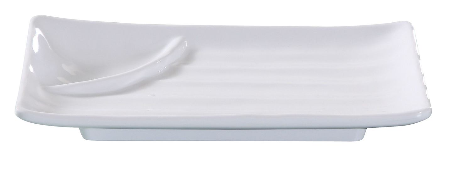 Yanco OK-209 Osaka Divided Plate 8-3/4"L X 5-1/2"W With Sauce Compartment