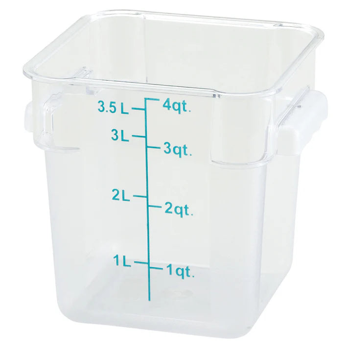 Winco PCSC-4C Clear Square Food Storage Container Polycarbonate 4QT NSF