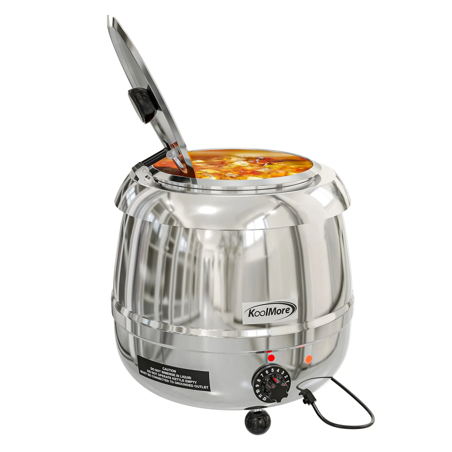 Koolmore SK-SS-3G 11.5 Qt. Round Countertop Black Stainless-Steel Food / Soup Kettle Warmer