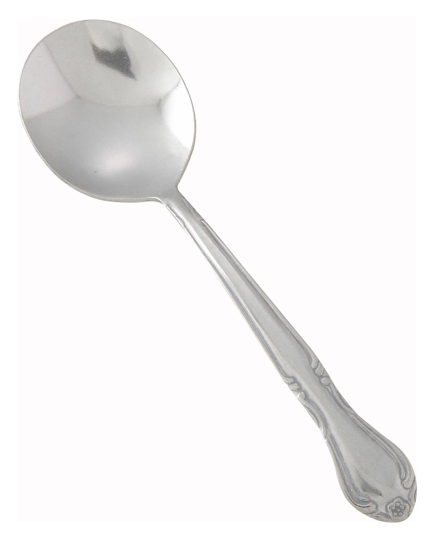 Winco 0004-04  6"L Bouillon Spoon with 18/0 Stainless Grade, Elegance Pattern