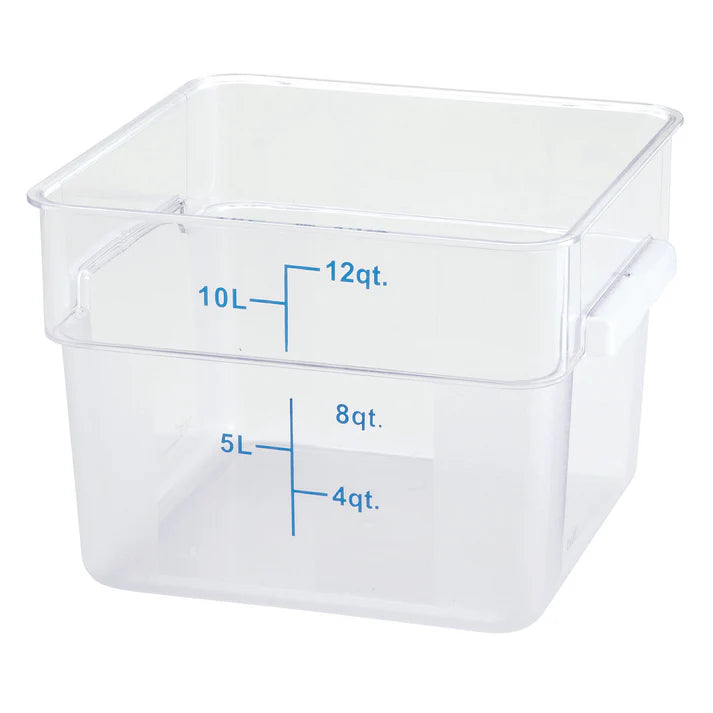 Winco PCSC-12C Clear Square Food Storage Container Polycarbonate 12QT NSF