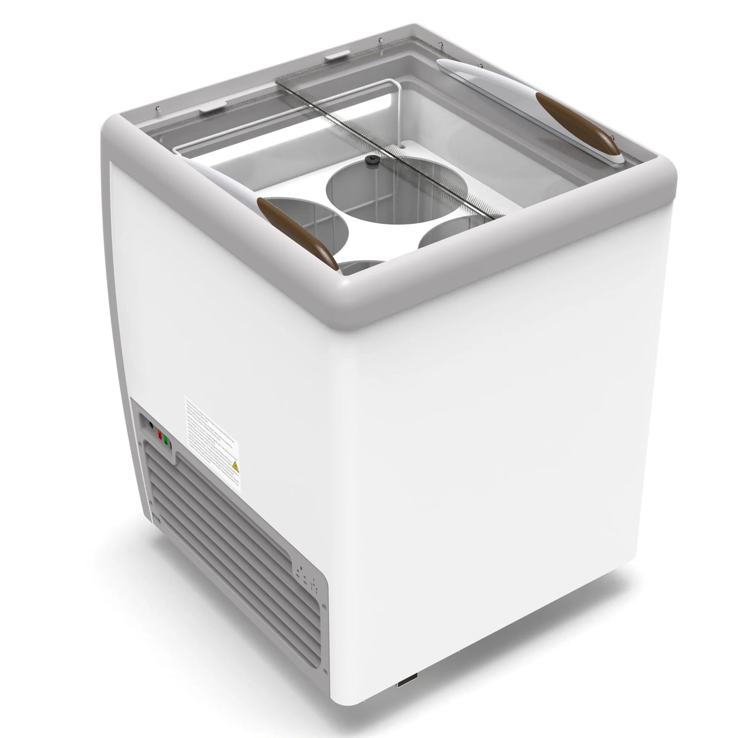 Koolmore KM-ICD-26SD 26 In. Commercial 4 Tub Ice Cream Dipping Cabinet Display Freezer With Sliding Glass Door- 6 Cu Ft.