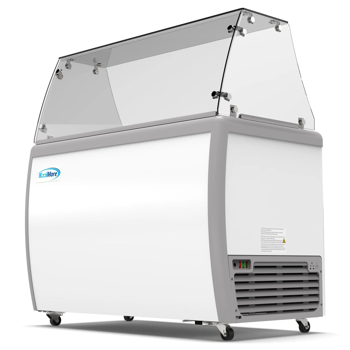 Koolmore KM-ICD-49SD-FG 50 In. Commercial 8 Tub Ice Cream Dipping Cabinet Display Freezer With Sliding Glass Door And Sneeze Guard- 13 Cu Ft.