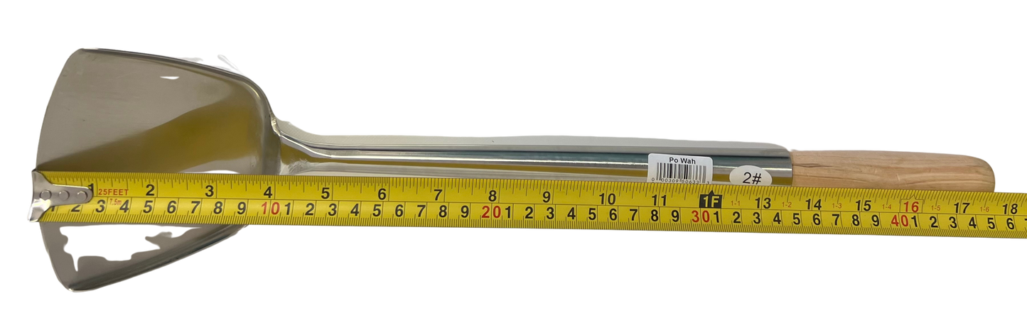 PO WAH Chinese Wok Shovel with Wooden Handle, Stainless Steel