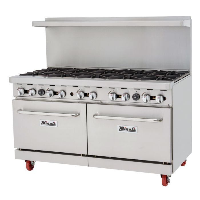 10 Burner Gas Range w/ (2) Standard Ovens Migali C-RO10B-LP 60", Liquid Propane