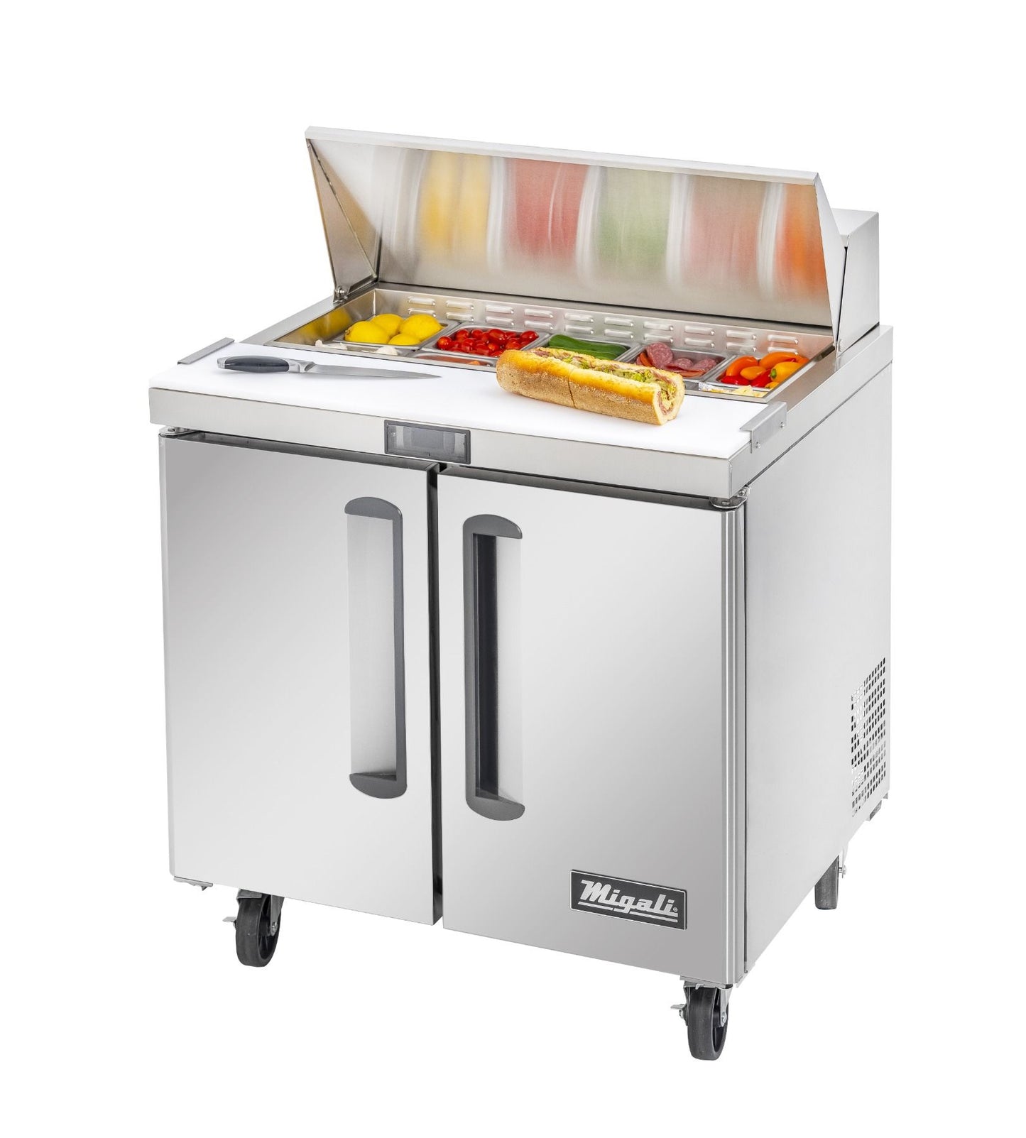Migali Prep Table C-SP36-10-HC 36"W Sandwich/Salad Prep Table Fits 10 Sixth-Size Pans, 115v