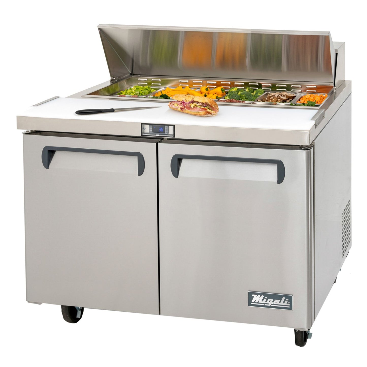 Migali Prep Table C-SP36-15BT-HC 36"W Sandwich/Salad Prep Table Fits 15 Sixth-Size Pans, 115v