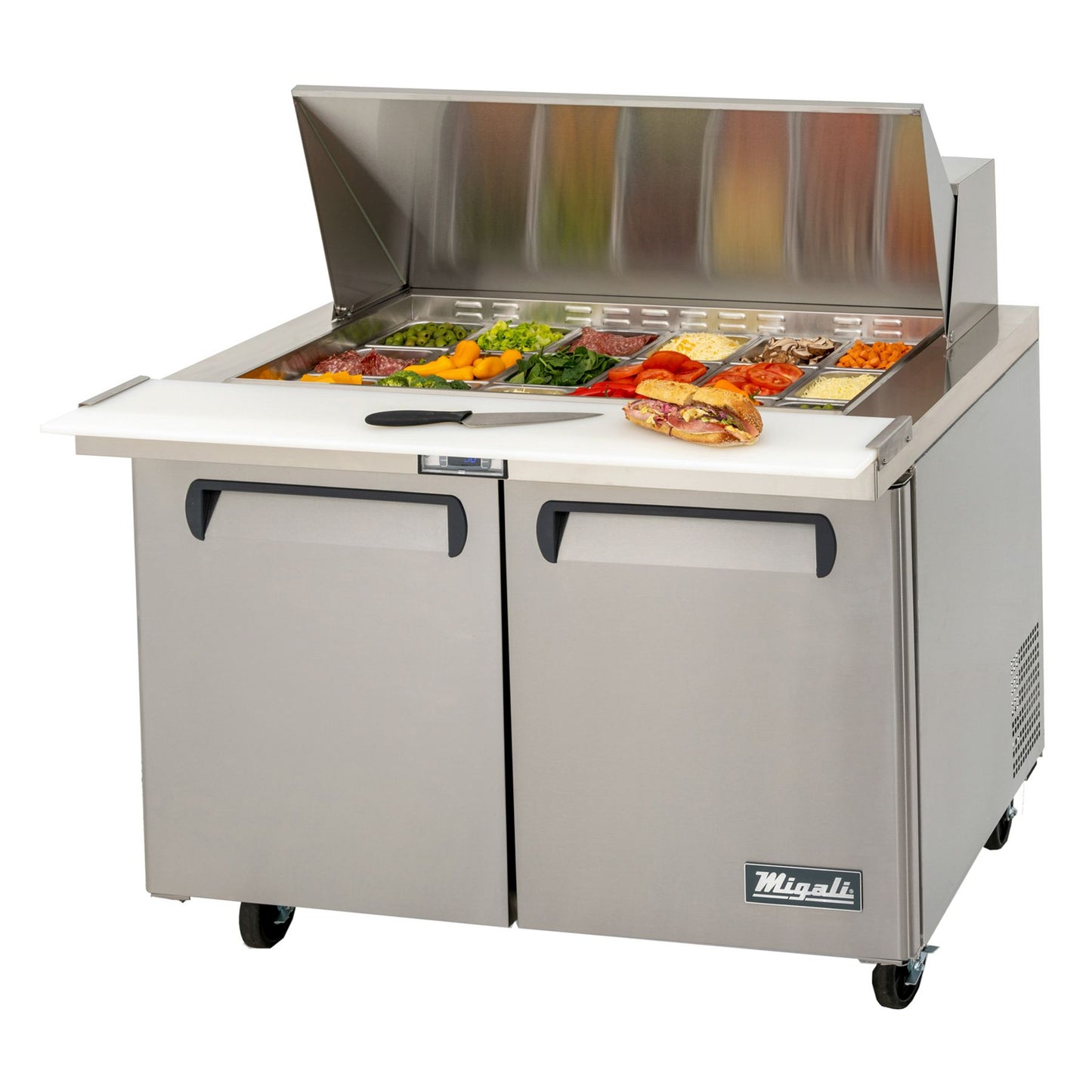 MIGALI C-SP48-18BT-HC Sandwich/Salad Prep Table, 48.2 inch W x 34 inch D x 46.6 inch H, ETL Certified