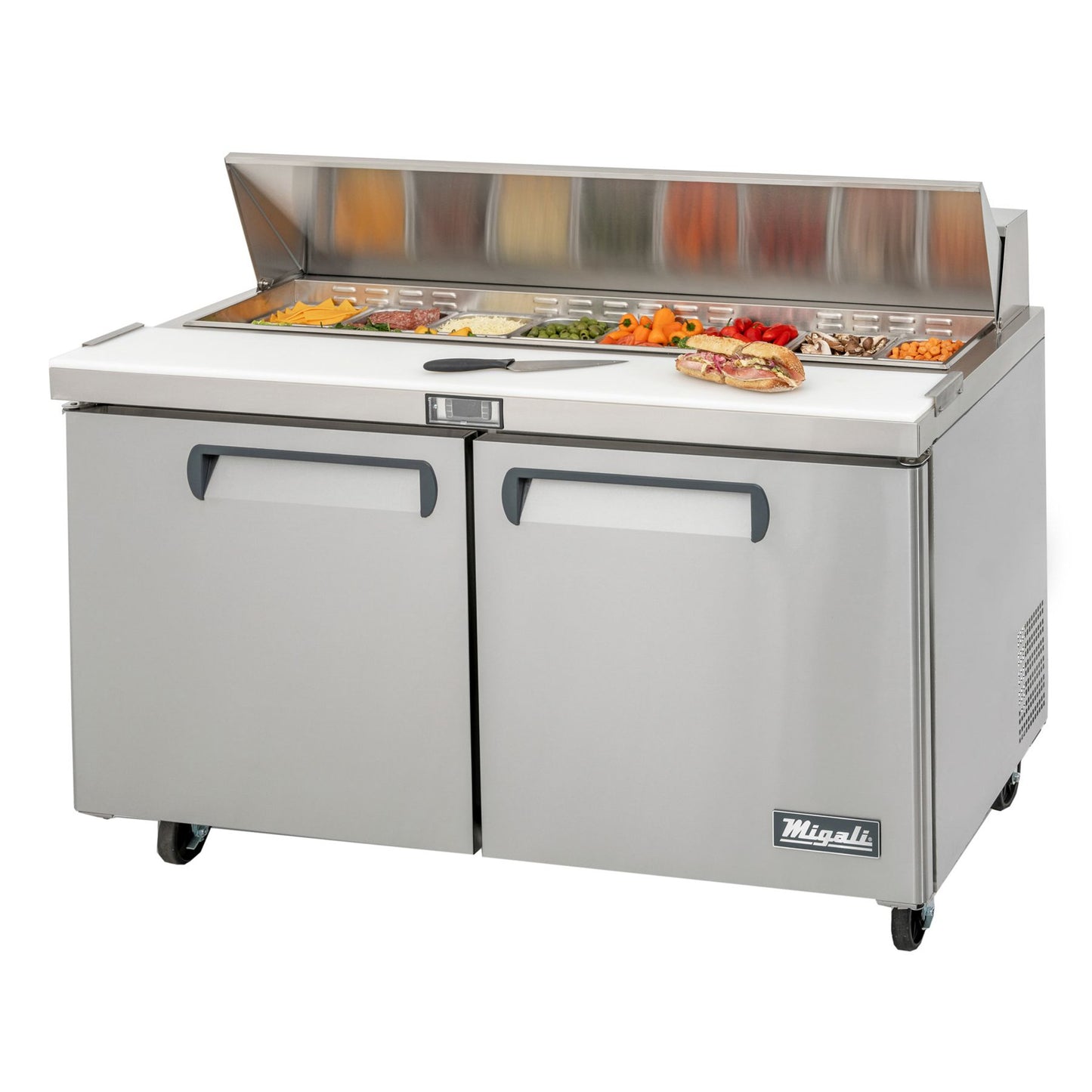 Migali Prep Table C-SP60-16-HC 60"W Sandwich/Salad Prep Table Fits 16 Sixth-Size Pans, 115v