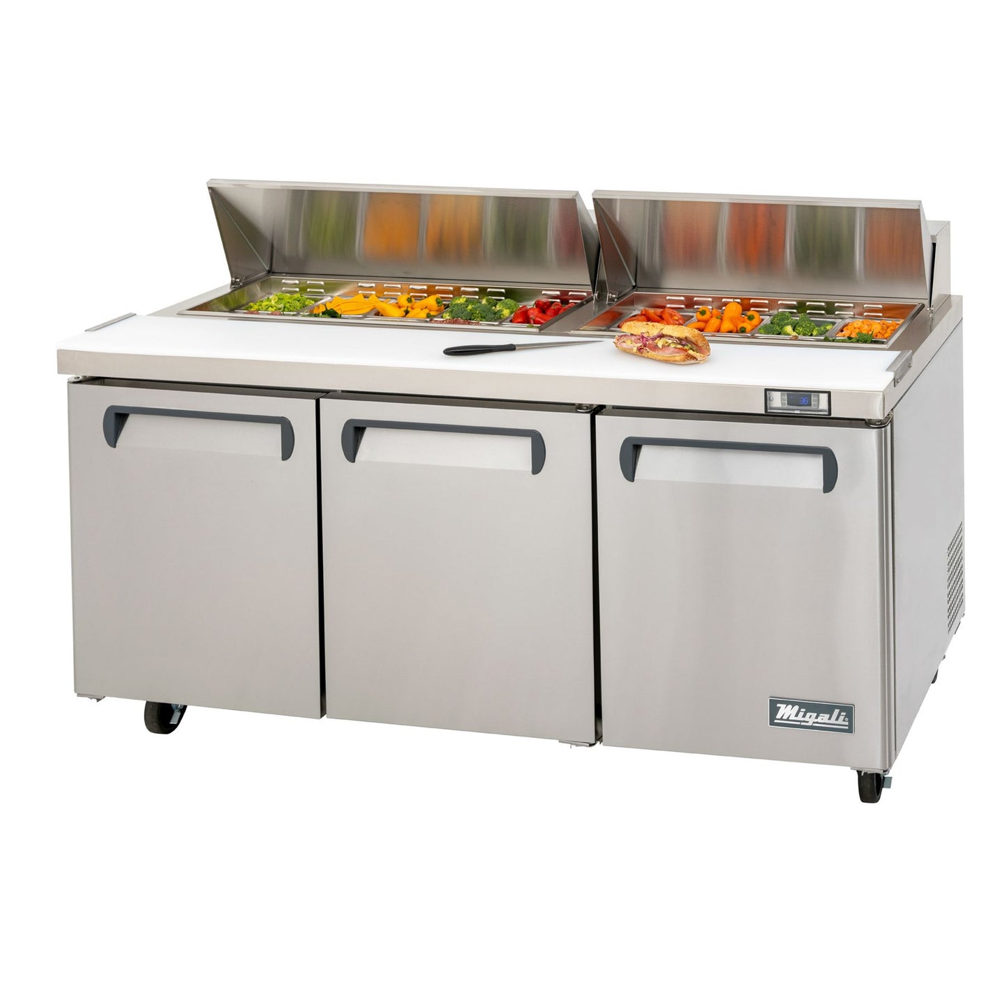 Migali Prep Table C-SP72-18-HC 72"W Sandwich/Salad Prep Table Fits 18 Sixth-Size Pans, 115v