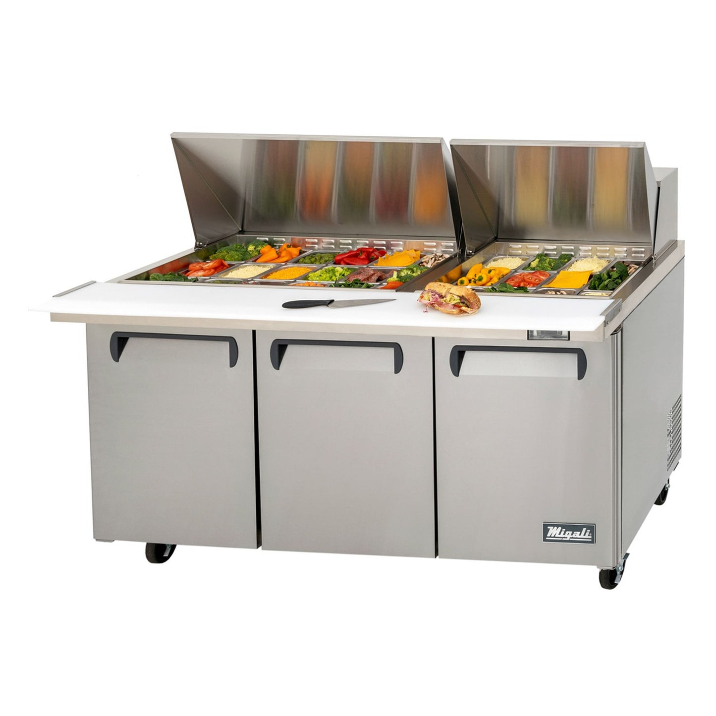 Migali Prep Table C-SP72-30BT-HC 72"W Sandwich/Salad Prep Table Fits 30 Sixth-Size Pans, 115v