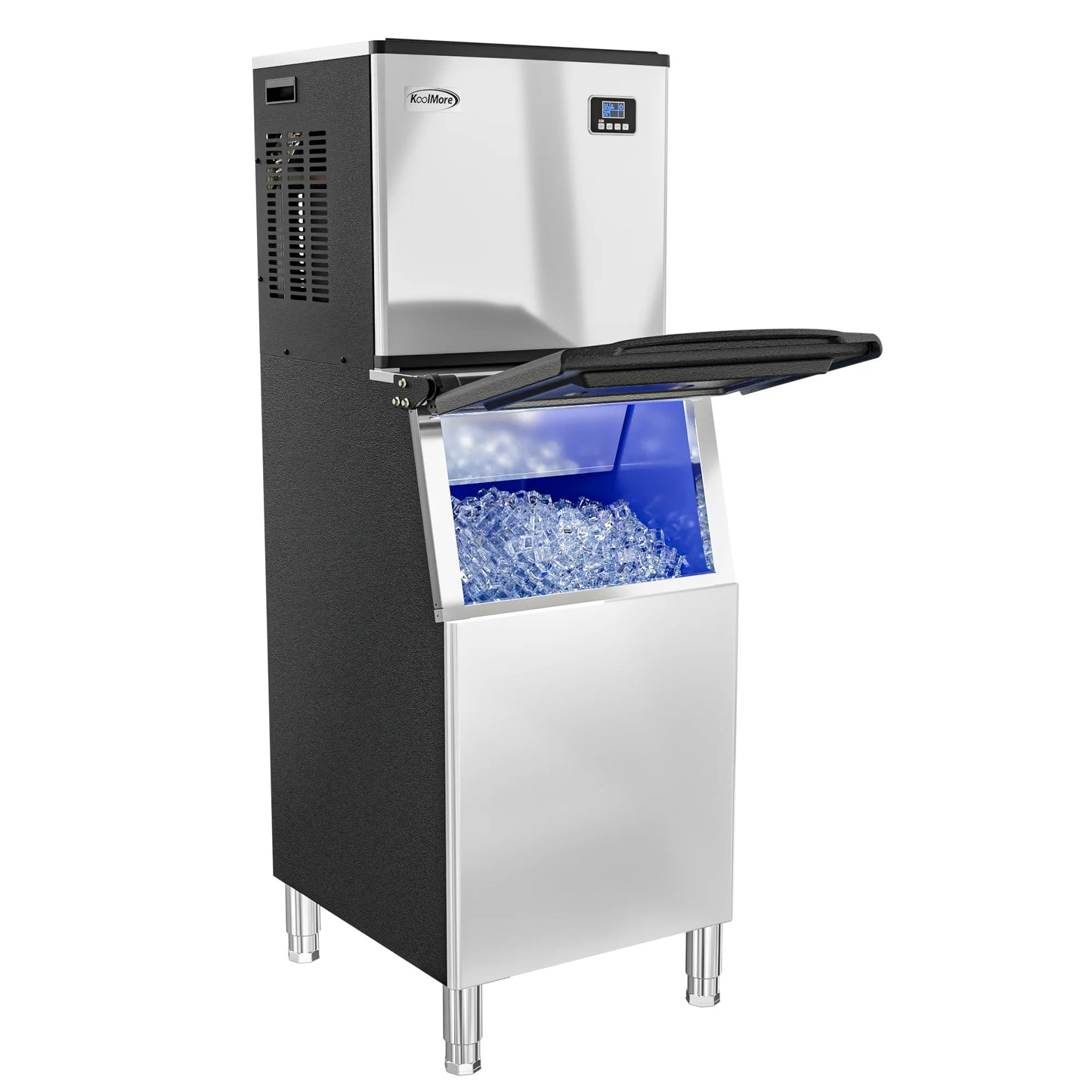 KoolMore KM-CIM-400 25 In. Stainless-Steel Commercial Air Cooled Modular Ice Maker With Full Cube Production 400lbs/24h