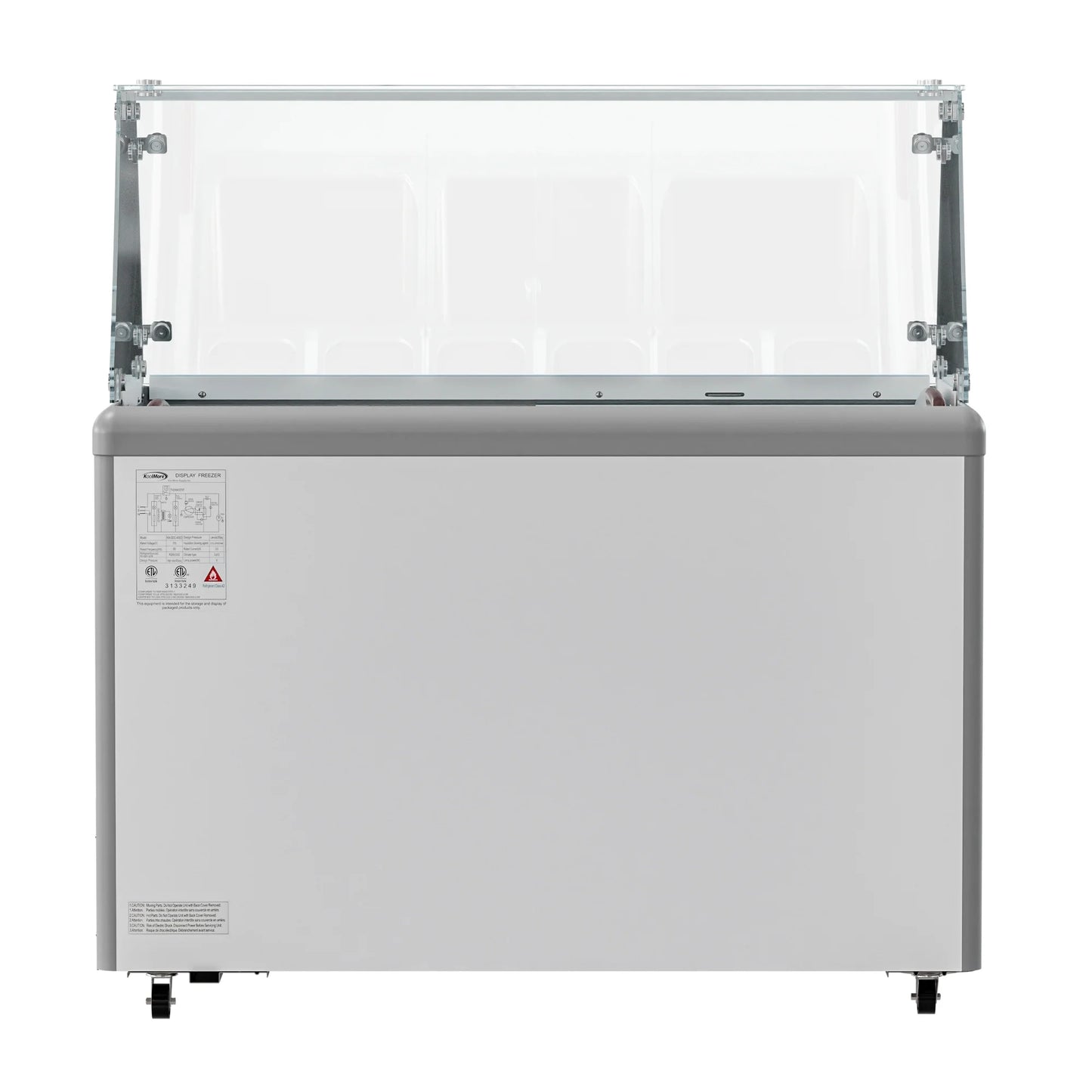 Koolmore KM-GDC-49SD-FG 50 In. Commercial 9-Pan Gelato Ice Cream Dipping Cabinet Display Freezer With Sliding Glass Door And Sneeze Guard- 13 Cu Ft.