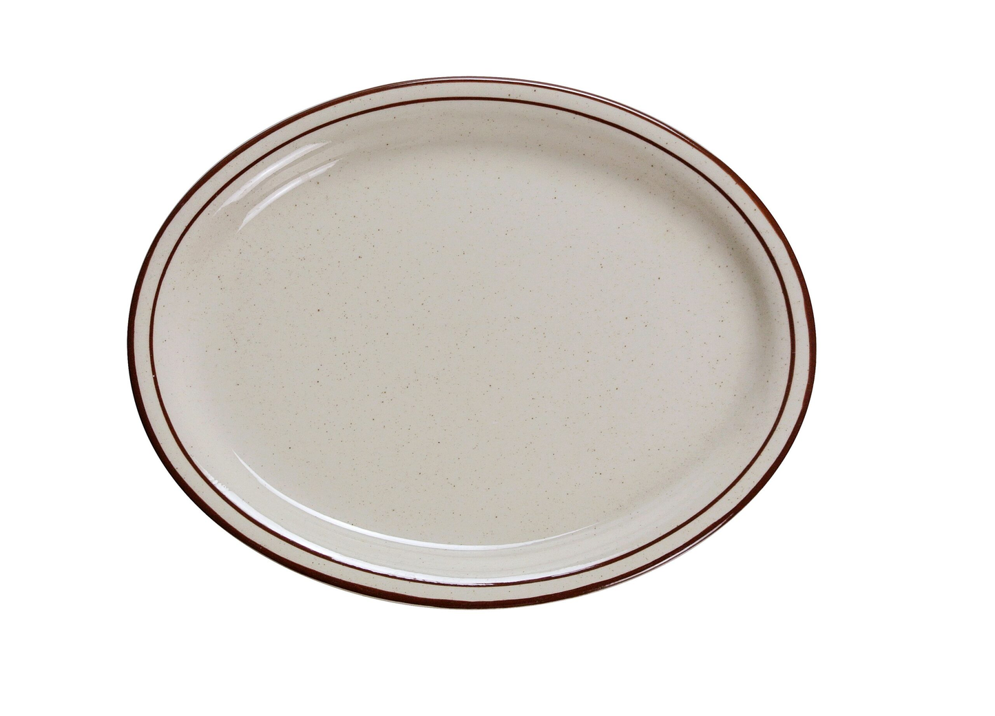 Yanco BR-13 Brown Speckled Platter 11-1/2"L X 9-1/2"W Oval