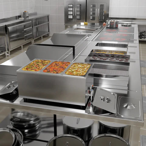 Koolmore CFW-3T 6Qt. Three-Section Buffet Countertop Food Warmer Electric With Faucet