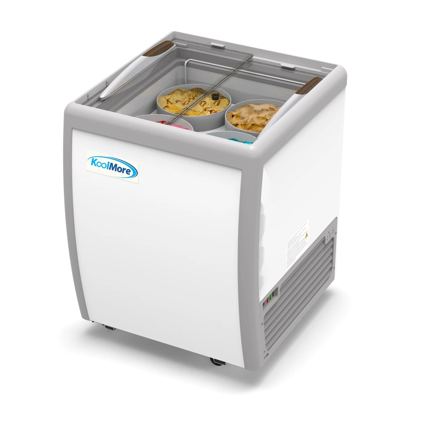 Koolmore KM-ICD-26SD 26 In. Commercial 4 Tub Ice Cream Dipping Cabinet Display Freezer With Sliding Glass Door- 6 Cu Ft.
