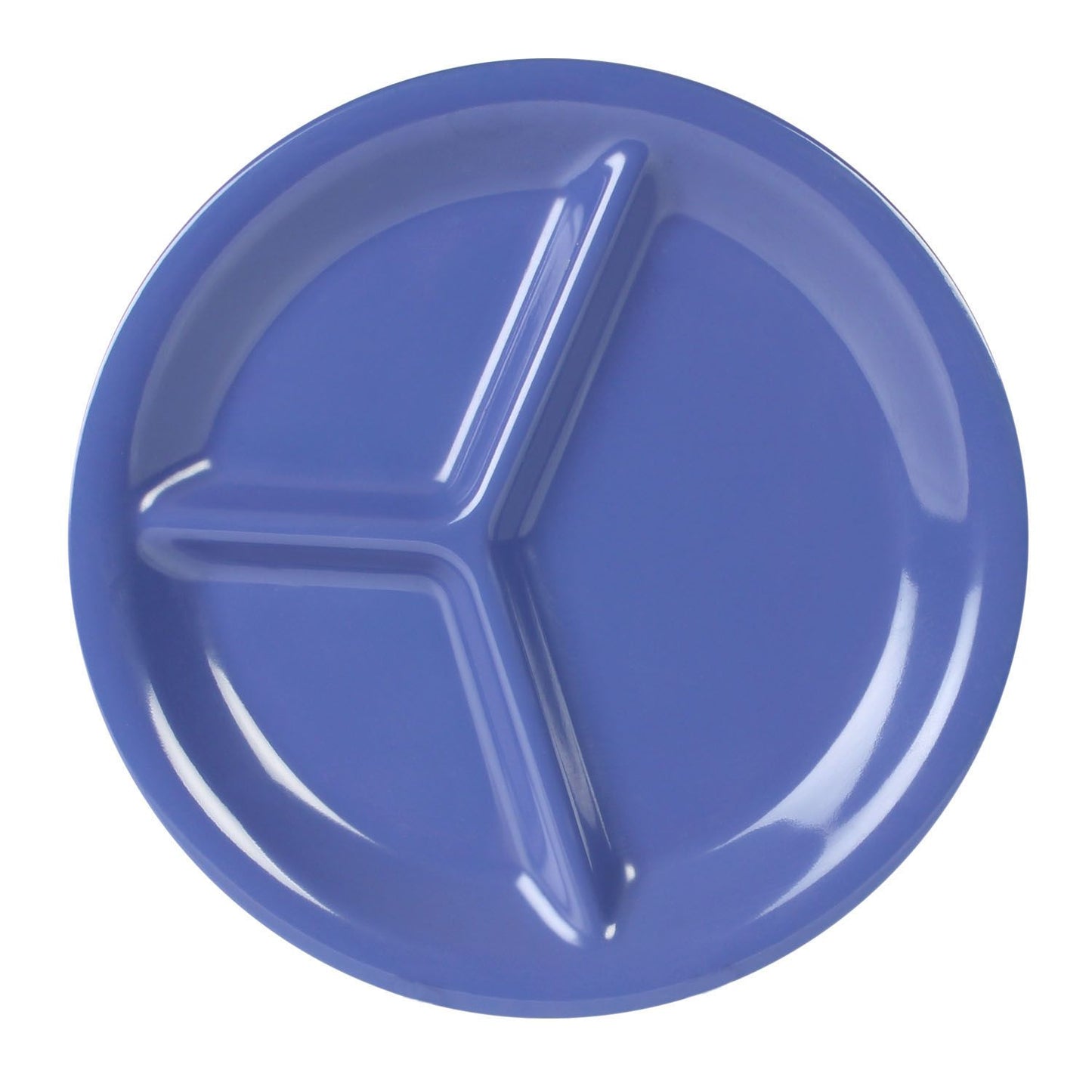 Thunder Group CR710BU 10 1/4" Purple 3-Compartment Melamine Plate - 12/Pack