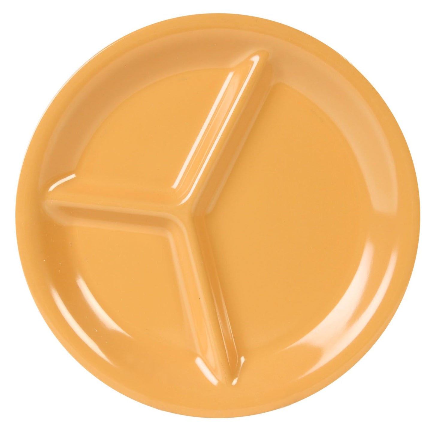 Thunder Group CR710YW 10 1/4" Yellow 3-Compartment Melamine Plate - 12/Pack