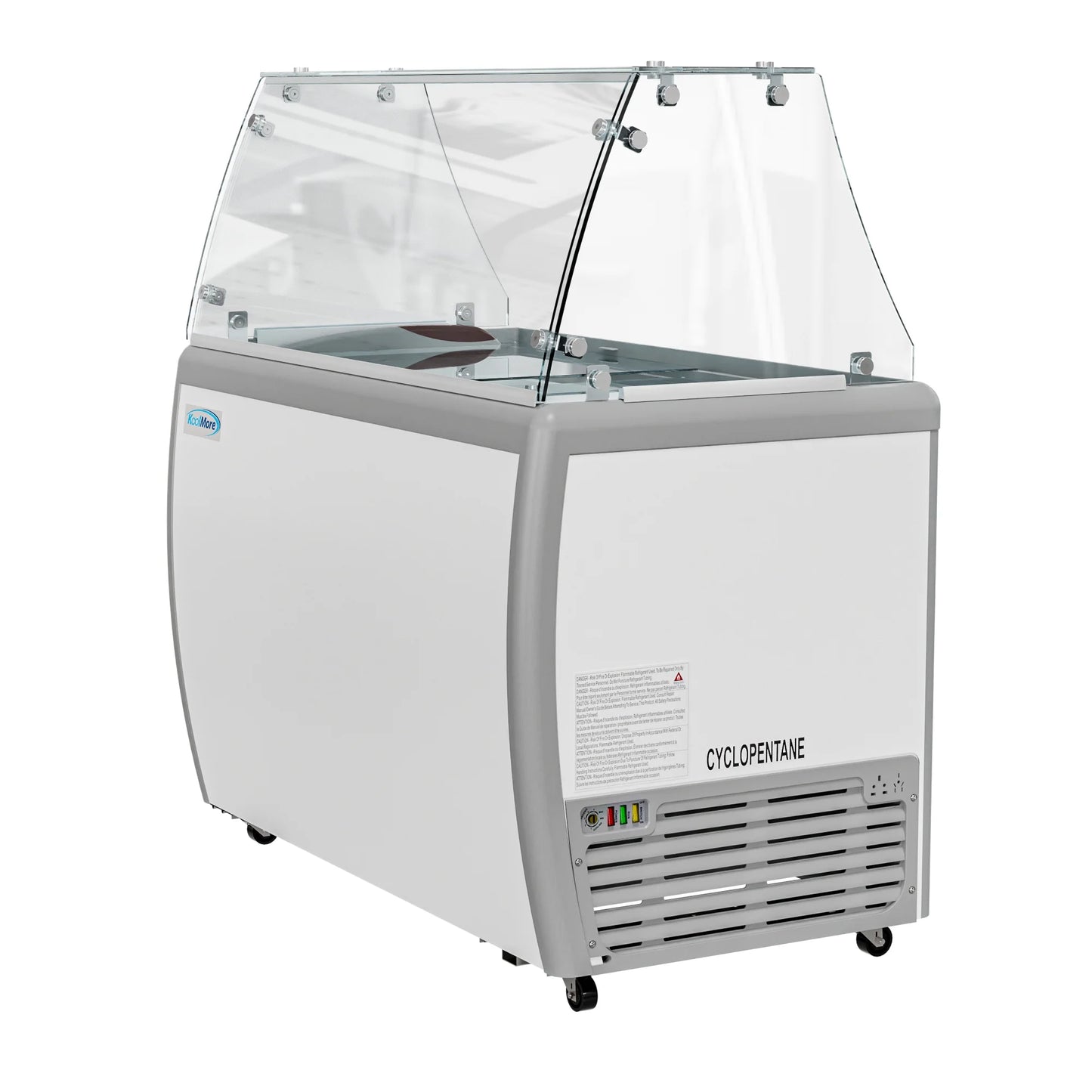 Koolmore KM-GDC-49SD-FG 50 In. Commercial 9-Pan Gelato Ice Cream Dipping Cabinet Display Freezer With Sliding Glass Door And Sneeze Guard- 13 Cu Ft.