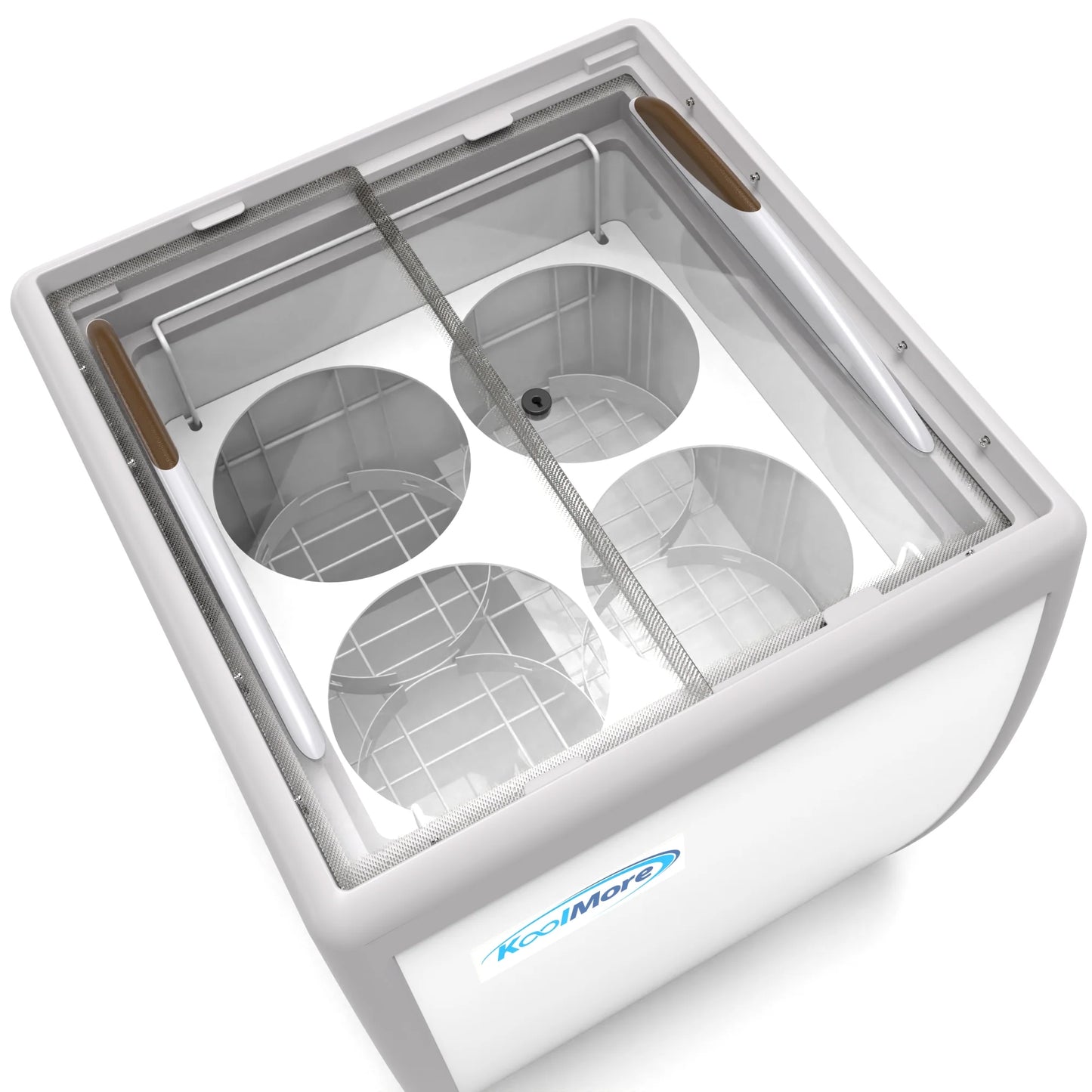 Koolmore KM-ICD-26SD 26 In. Commercial 4 Tub Ice Cream Dipping Cabinet Display Freezer With Sliding Glass Door- 6 Cu Ft.