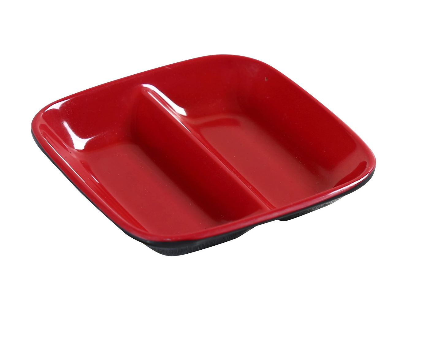 Yanco CR-0001 Two-Tone Divided Sauce Dish 1 Oz. 3-1/2"L X 3-1/2"W X 2-1/2"H