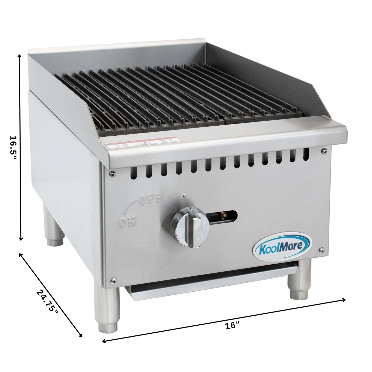 Koolmore KM-GCB1-18M 16" Commercial 1-Burner Charbroiler Natural Gas  - 30,000 BTU