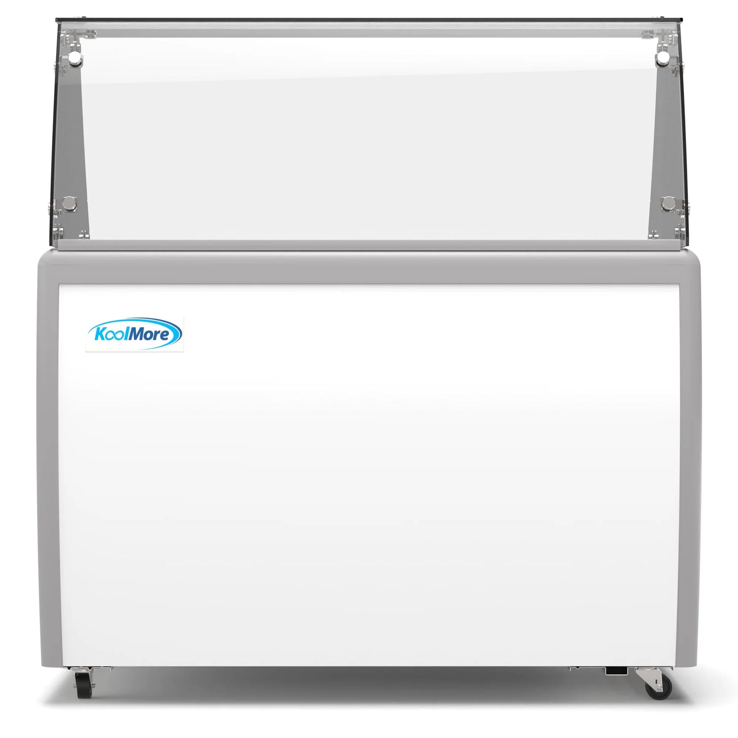 Koolmore KM-ICD-49SD-FG 50 In. Commercial 8 Tub Ice Cream Dipping Cabinet Display Freezer With Sliding Glass Door And Sneeze Guard- 13 Cu Ft.