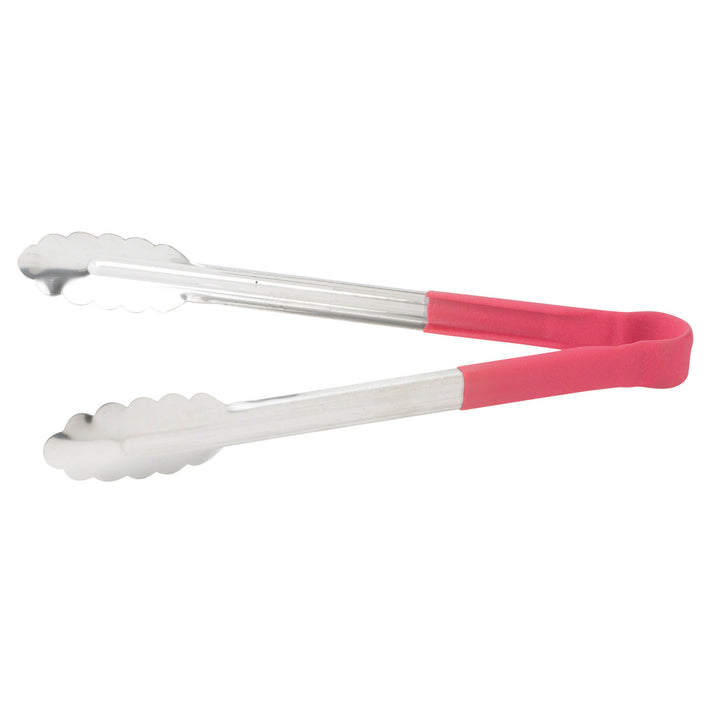 WINCO Utility Tongs, Heat Resistant, Stainless Steel, Red