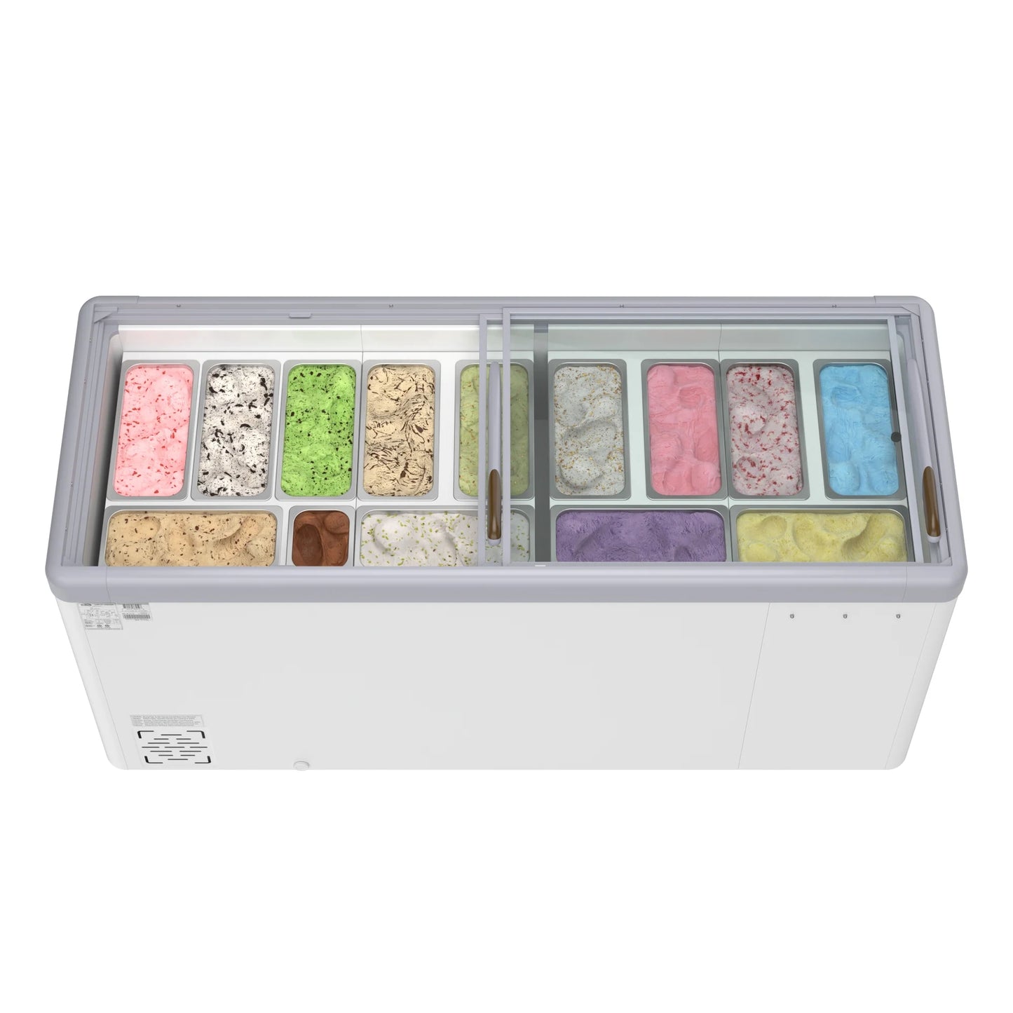 Koolmore KM-GDC-71SD 70 In. Commercial 14-Pan Gelato Ice Cream Dipping Cabinet Display Freezer With Sliding Glass Door- 20 Cu Ft.