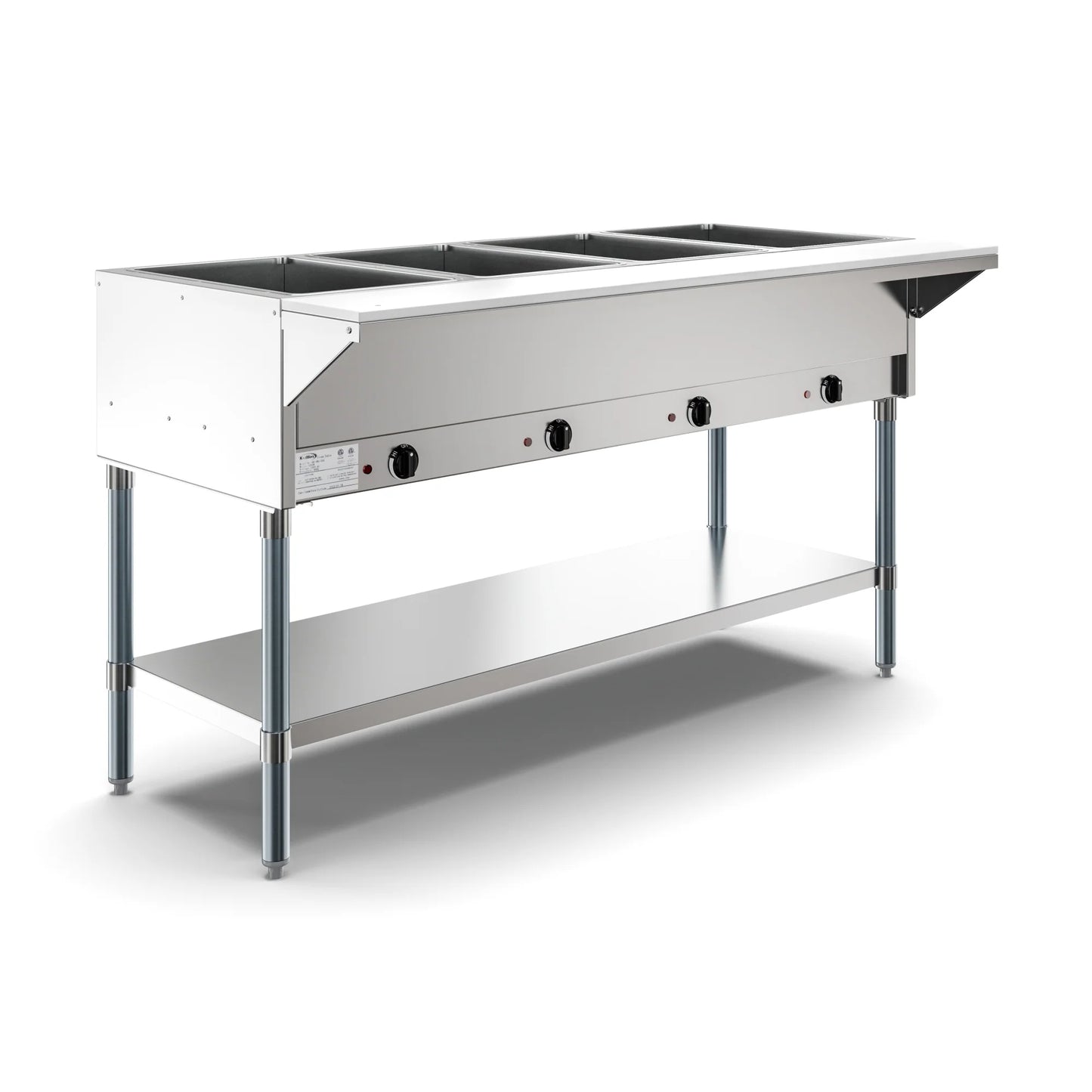 Koolmore KM-OWS-4 4-Pan Open Well Electric Steam Table With Undershelf, 120V
