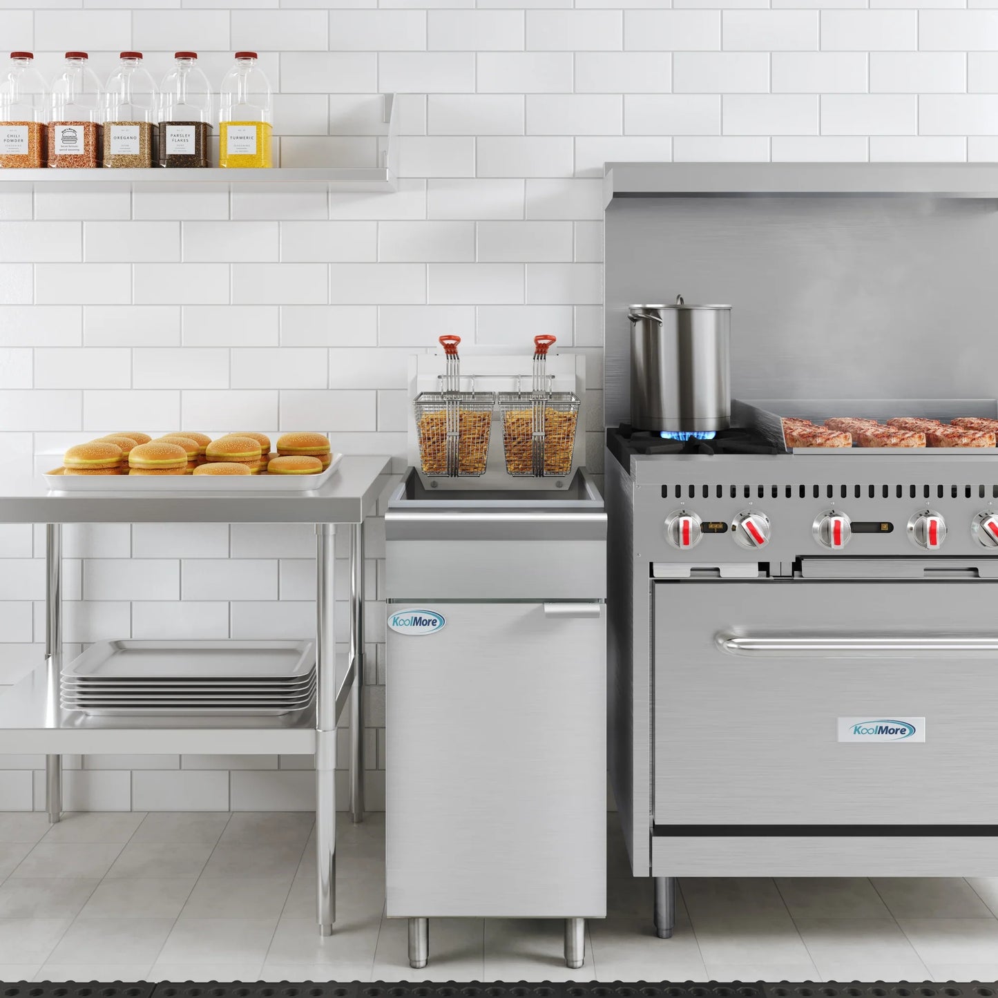 Koolmore KM-FDF50-NG 50 lb. Natural Gas Stainless Steel Floor Fryer - 120,000 BTU