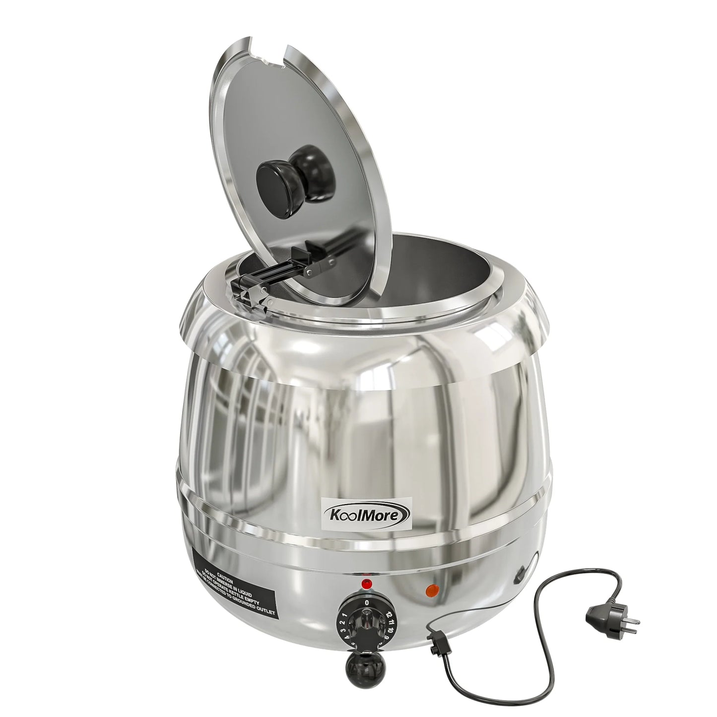 Koolmore SK-SS-3G 11.5 Qt. Round Countertop Black Stainless-Steel Food / Soup Kettle Warmer