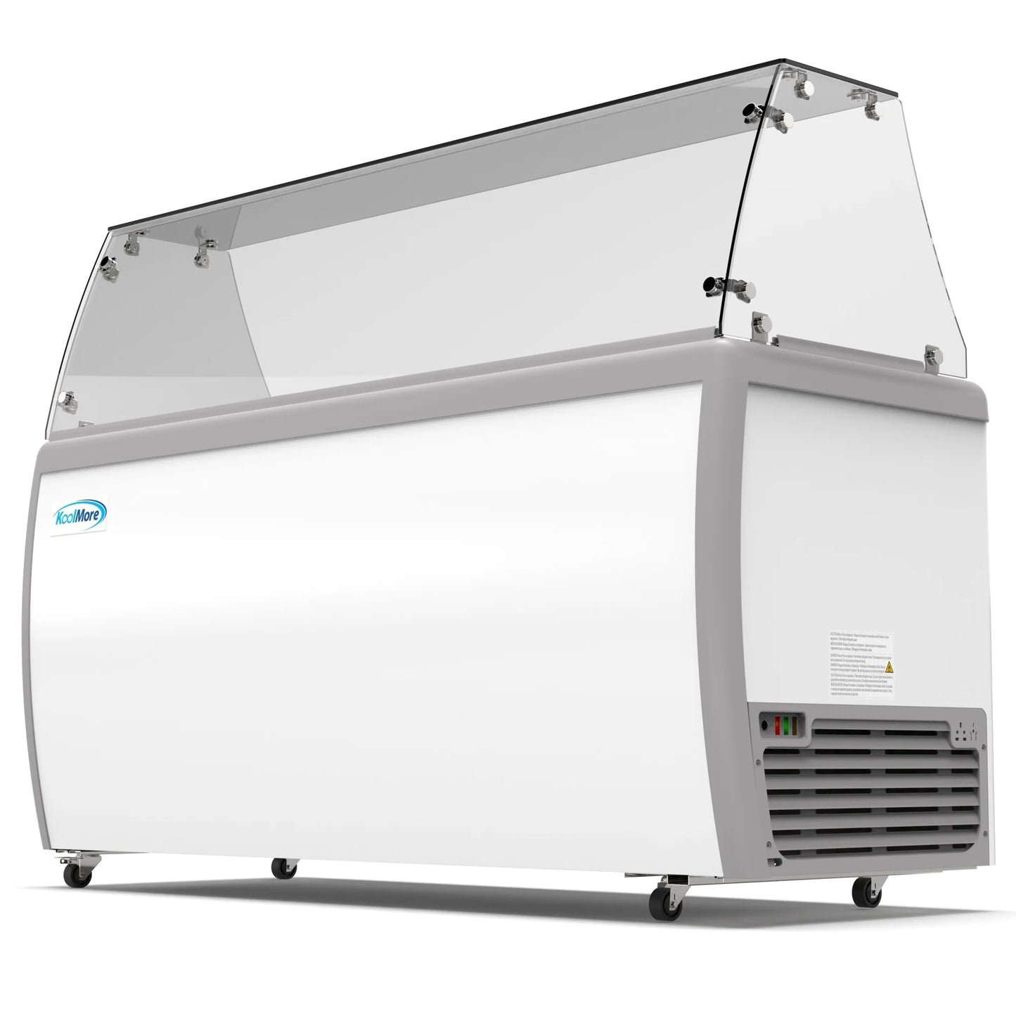 Koolmore KM-ICD-71SD-FG 70 In. Commercial 12 Tub Ice Cream Dipping Cabinet Display Freezer With Sliding Glass Door And Sneeze Guard- 20 Cu Ft.