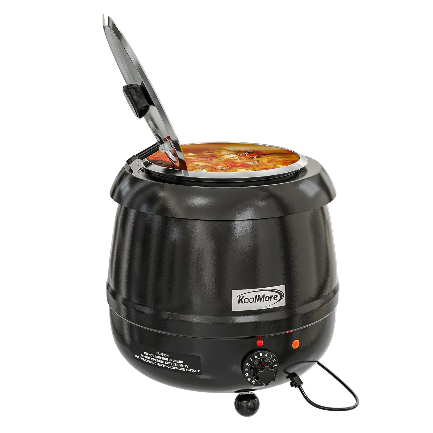 Koolmore SK-BK-3G 11.5 Qt. Round Countertop Black Stainless-Steel Food / Soup Kettle Warmer