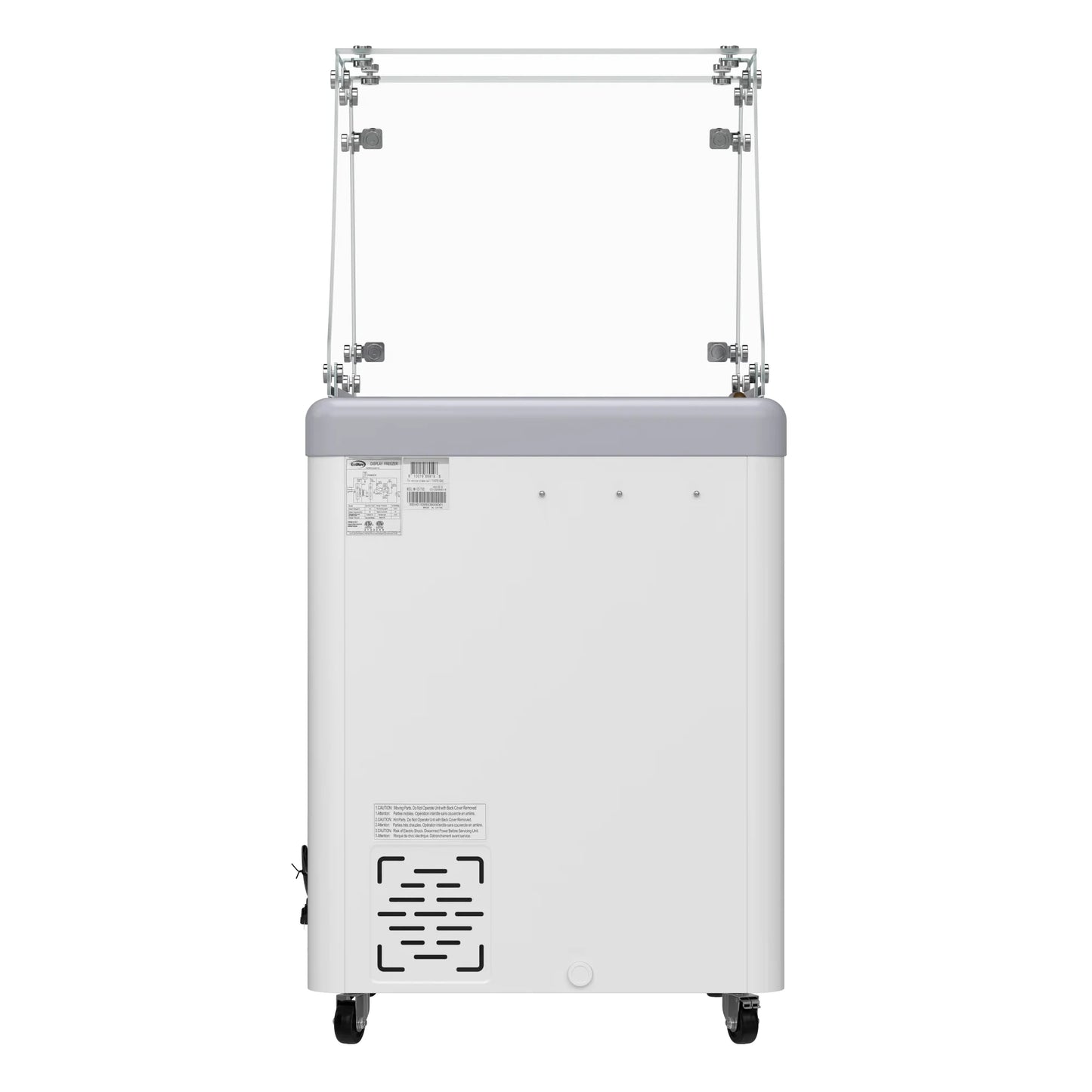 Koolmore KM-GDC-26SD-FG 26 In. Commercial 5-Pan Gelato Ice Cream Dipping Cabinet Display Freezer With Sliding Glass Door And Sneeze Guard- 6 Cu Ft.