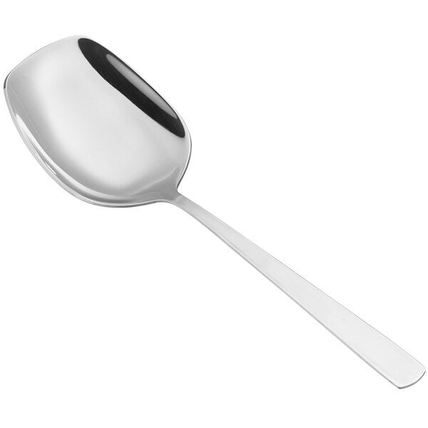 8-1/4"L Serving Spoon, Stainless Steel, Flat Edge