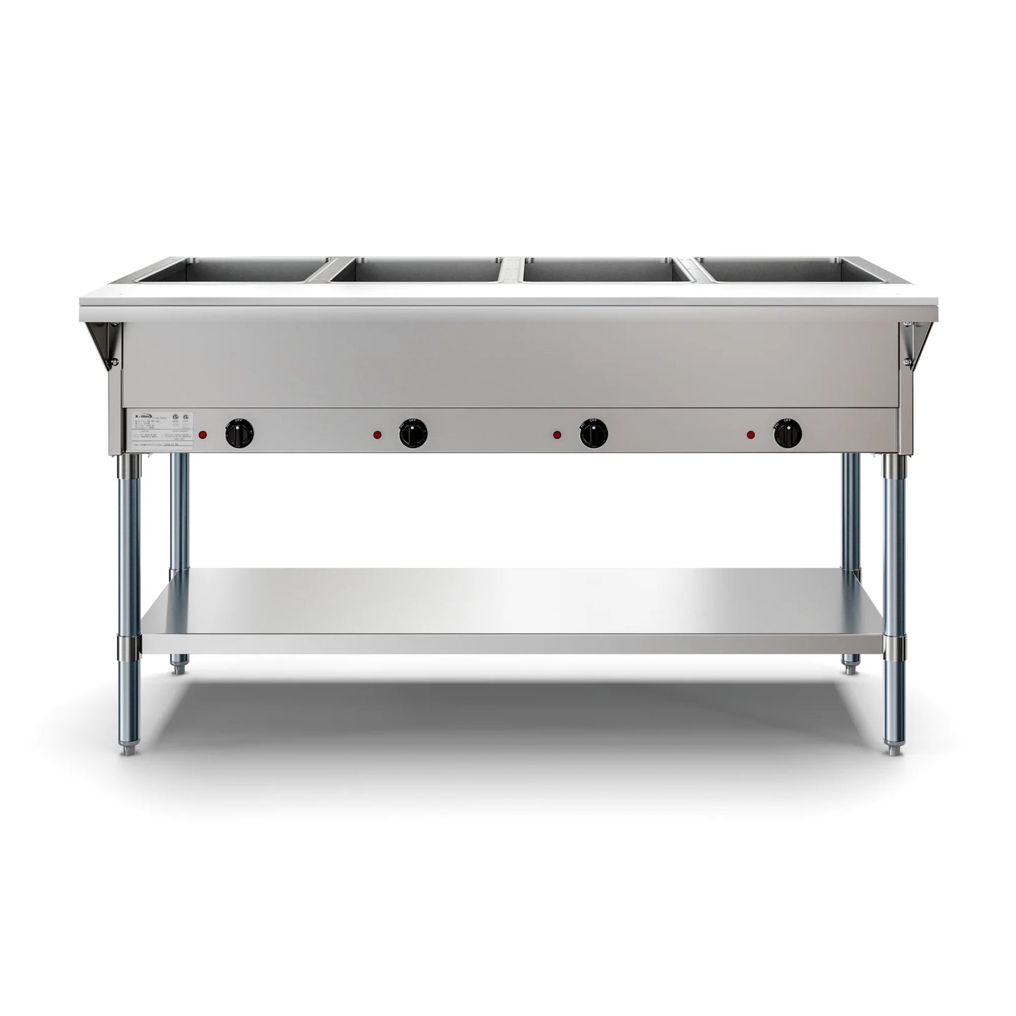 Koolmore KM-OWS-4 4-Pan Open Well Electric Steam Table With Undershelf, 120V