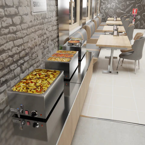 Koolmore CFW-3T 6Qt. Three-Section Buffet Countertop Food Warmer Electric With Faucet