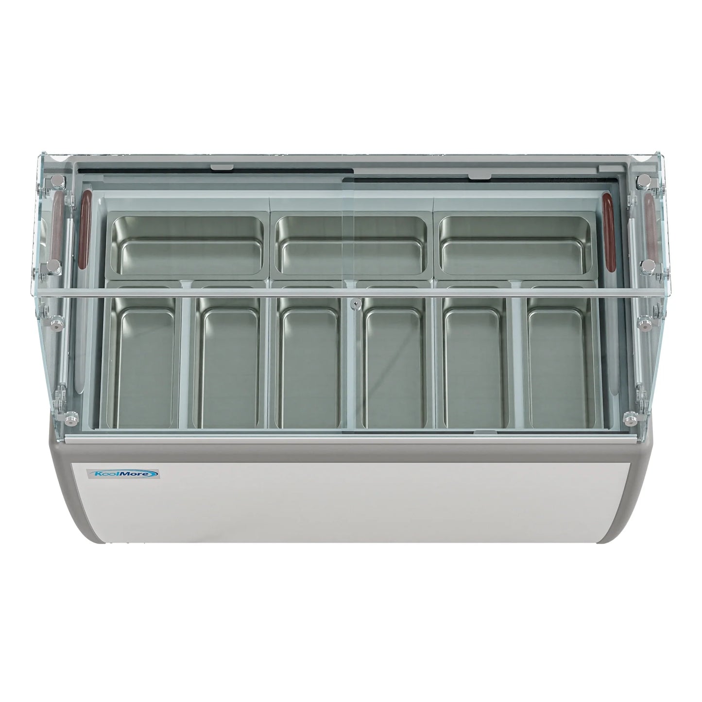 Koolmore KM-GDC-49SD-FG 50 In. Commercial 9-Pan Gelato Ice Cream Dipping Cabinet Display Freezer With Sliding Glass Door And Sneeze Guard- 13 Cu Ft.
