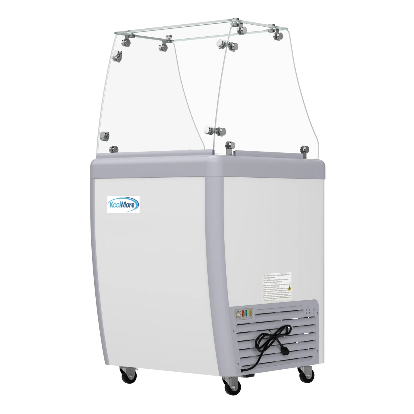 Koolmore KM-GDC-26SD-FG 26 In. Commercial 5-Pan Gelato Ice Cream Dipping Cabinet Display Freezer With Sliding Glass Door And Sneeze Guard- 6 Cu Ft.
