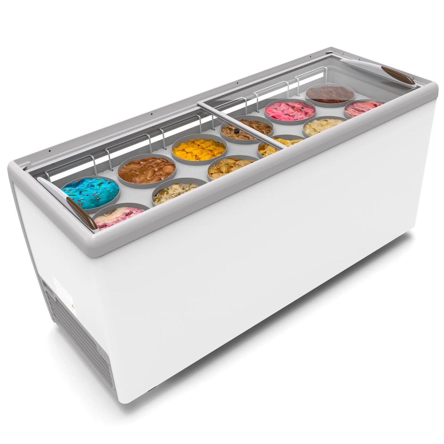 Koolmore KM-ICD-71SD 70 In. Commercial 12 Tub Ice Cream Dipping Cabinet Display Freezer With Sliding Glass Door- 20 Cu Ft.