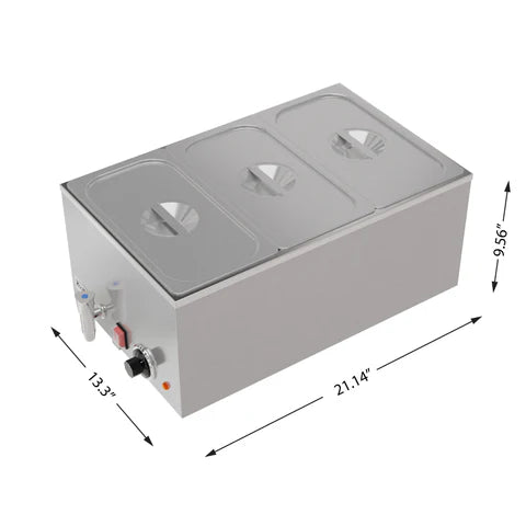 Koolmore CFW-3T 6Qt. Three-Section Buffet Countertop Food Warmer Electric With Faucet