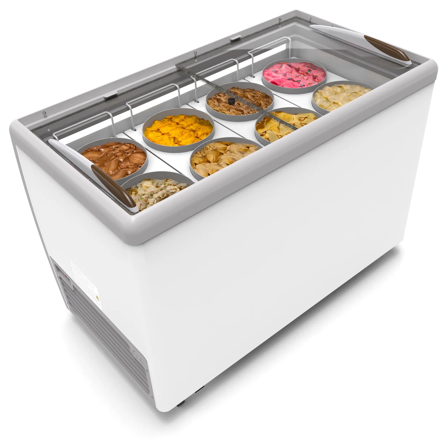 Koolmore KM-ICD-49SD 50 In. Commercial 8 Tub Ice Cream Dipping Cabinet Display Freezer With Sliding Glass Door- 13 Cu Ft.