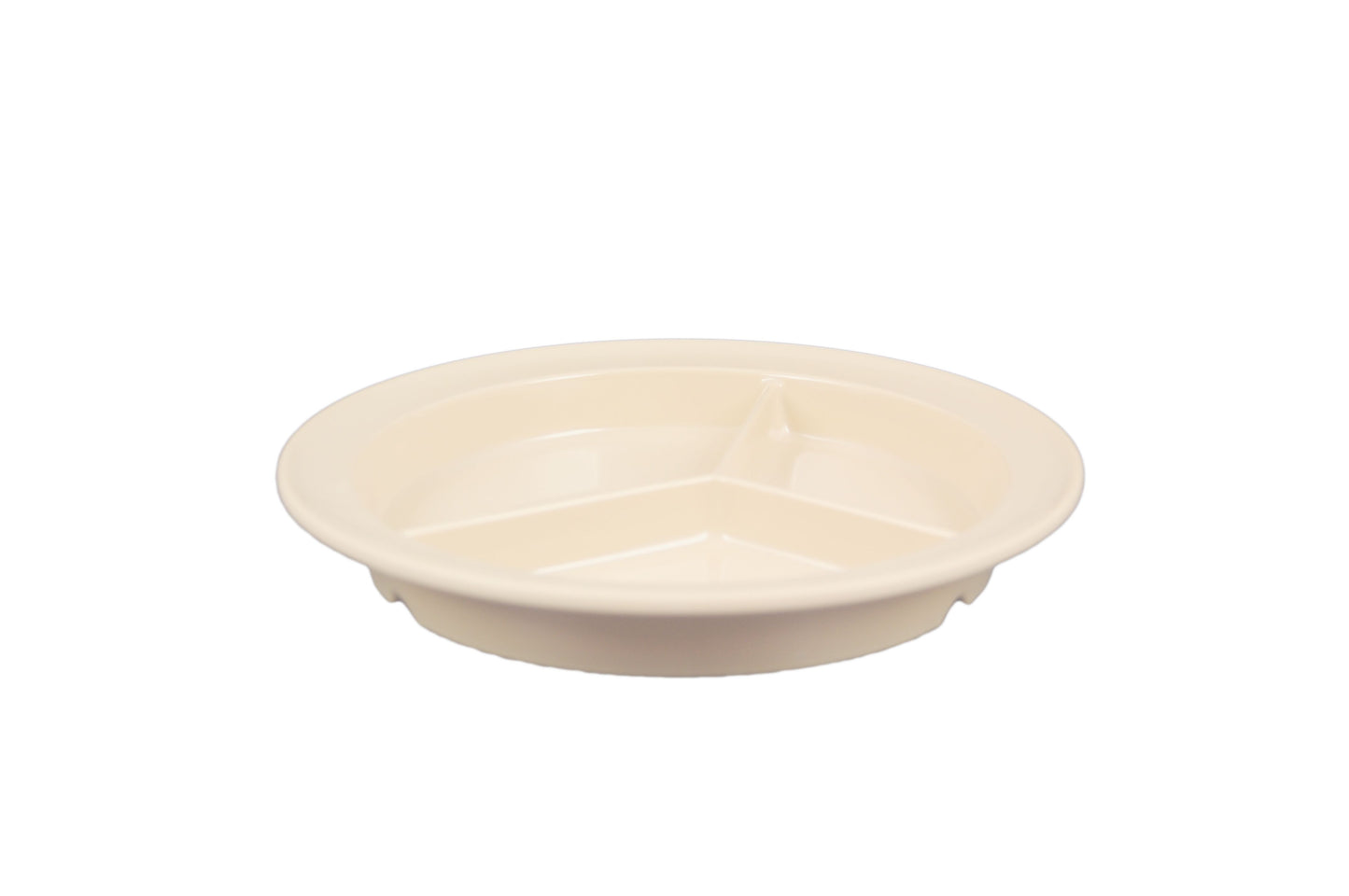 Thunder Group NS701T Nustone Tan Melamine 3 Compartment Deep Serving Plate 8 3/4" - 12/Pack