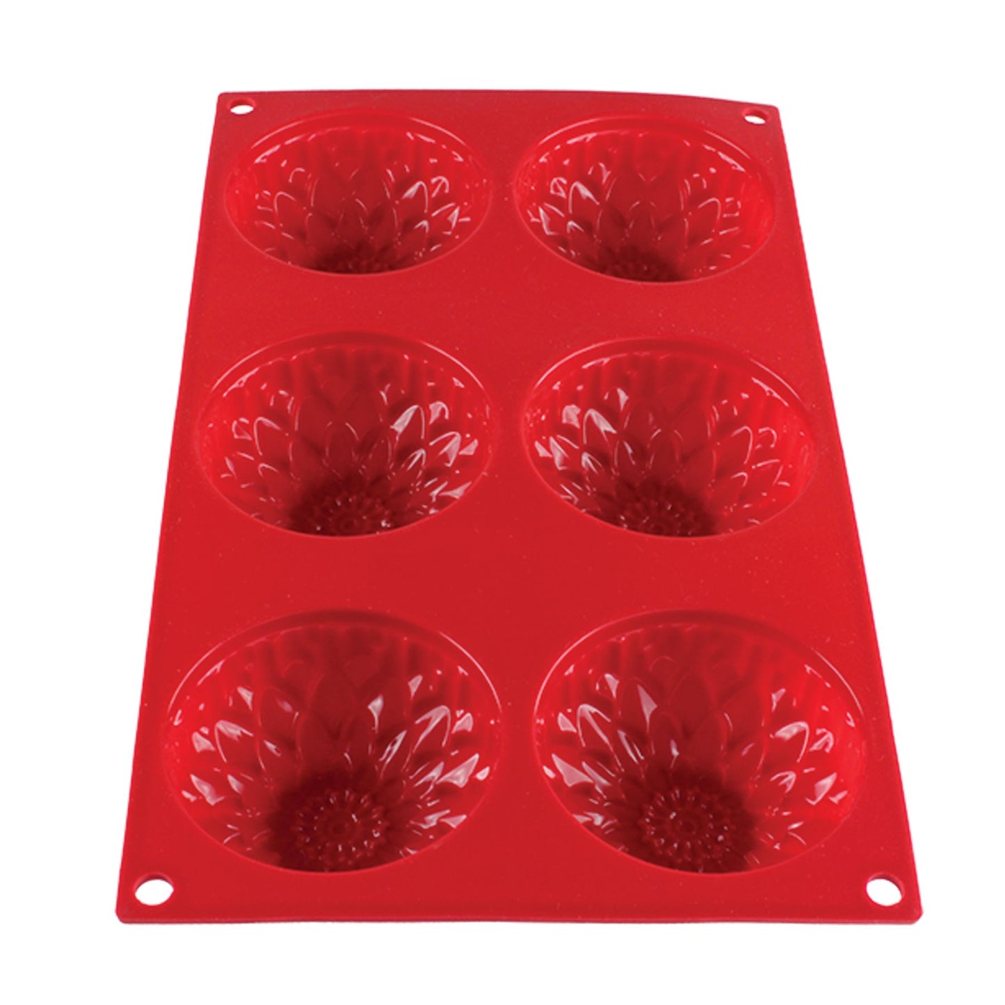 Thunder Group PLBM005S Red Silicone 6 Compartment Sunflower Mold, plbm005s