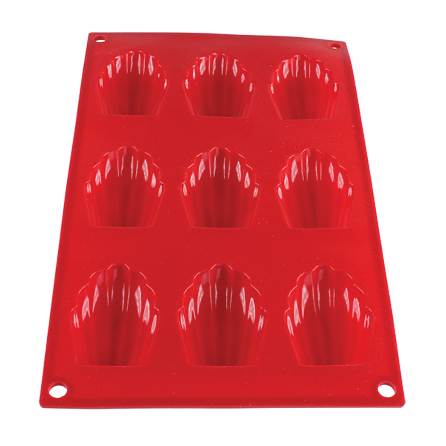 Thunder Group PLBM006S Red Silicone 9 Compartment Madeleine Mold,