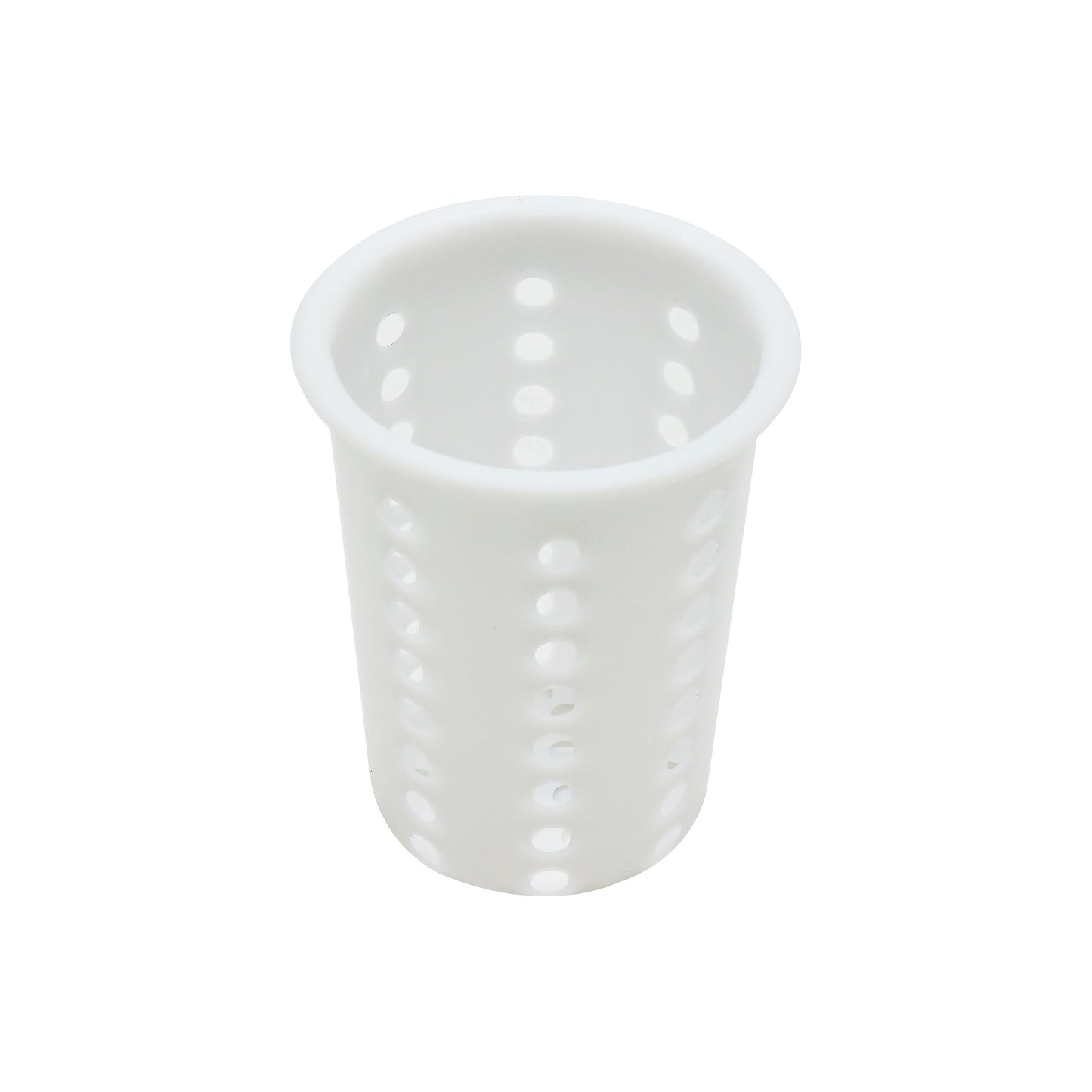 Thunder Group PLFC001 4 1/4" Round Perforated Flatware Cylinder - 5 1/4"H, Plastic, White