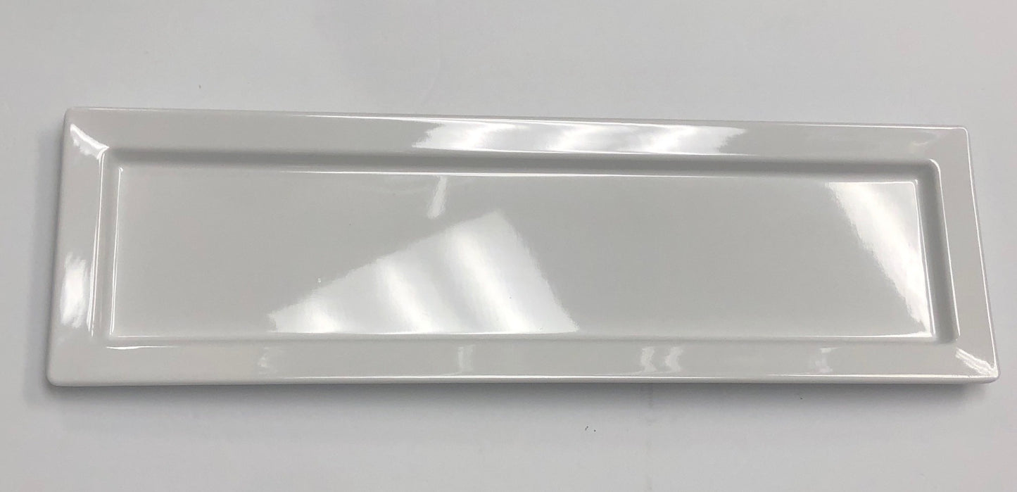 SUNNY APM-1063 Rectangular 21"L X 6.25"W Melamine White Plate DOZEN (12)