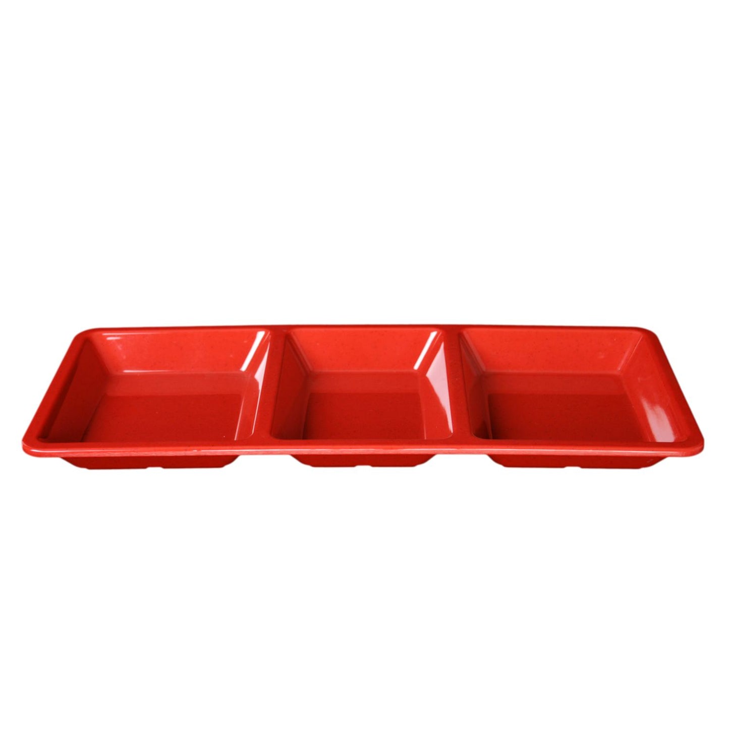 Thunder Group PS5103RD Passion Red Melamine Rectangular 3 Section Compartment Tray - 6/Pack